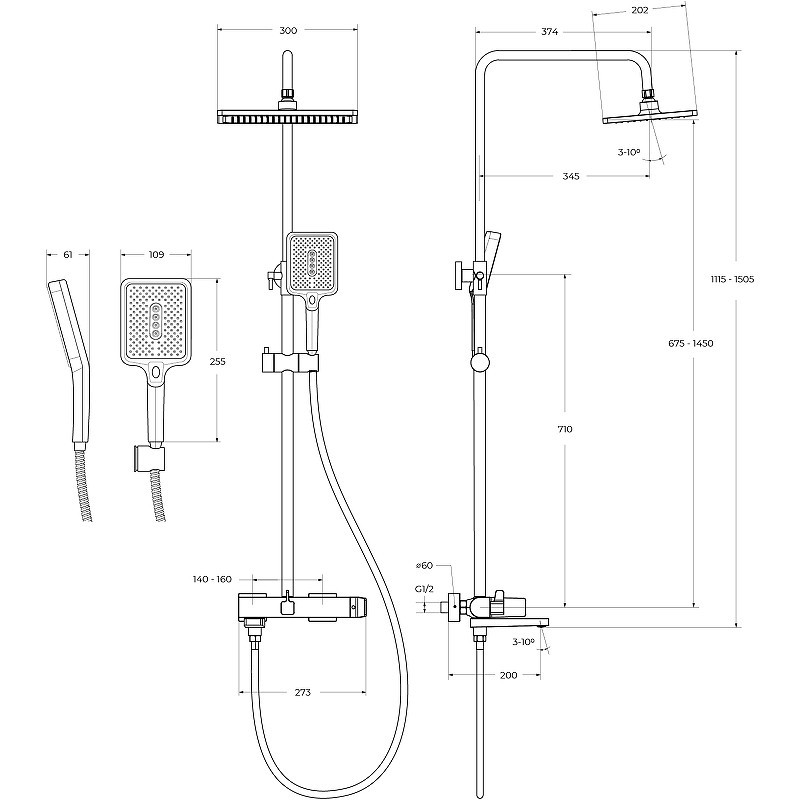 Душевая система BelBagno Ardente ARDENTE-VSCM-CRM