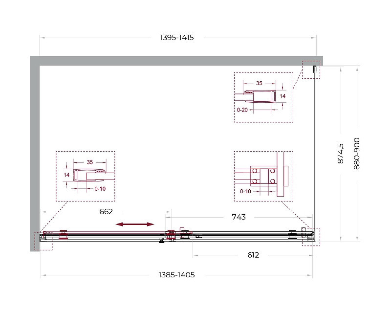 Душевой уголок BelBagno Soft Close-2 140x90 SOFT_CLOSE-2-AH-1-140/90-C-Cr