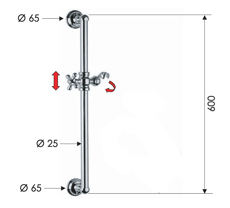 Душевая штанга Remer 317L цвет Хром