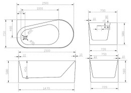 Акриловая ванна Abber 150x75 AB9496-1.5 L без гидромассажа