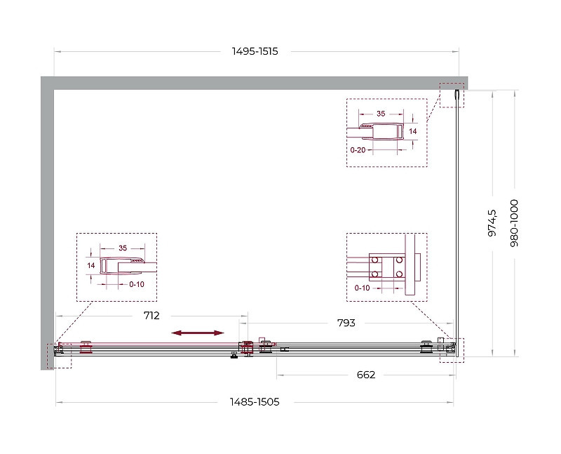 Душевой уголок BelBagno Soft Close-2 150x100 SOFT_CLOSE-2-AH-1-150/100-C-Cr