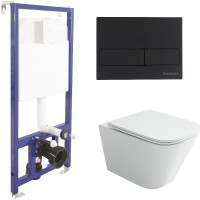 Комплект унитаза Ceramicanova Union CN4009T с инсталляцией Berges Novum L5 040215 с сиденьем Микролифт и Черной матовой клавишей смыва