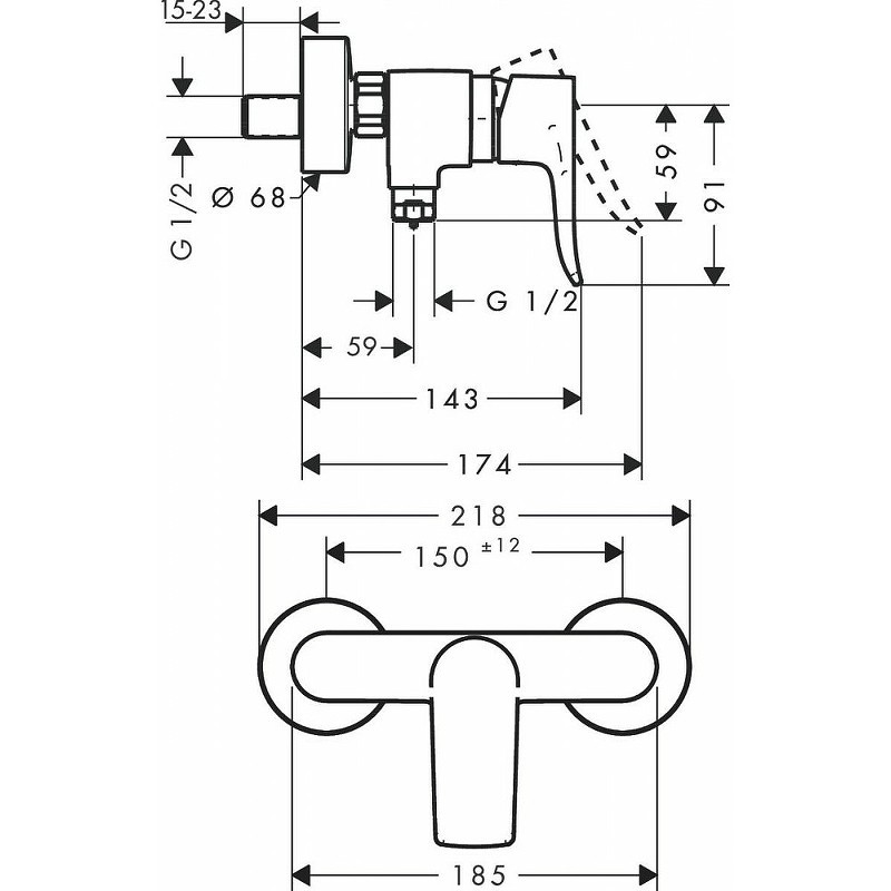 Смеситель для душа Hansgrohe Metris 31680000 Хром