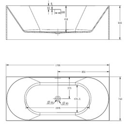 Акриловая ванна Abber AB9281 170х75 без гидромассажа