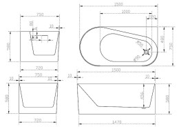Акриловая ванна Abber 150x75 AB9496-1.5 R без гидромассажа