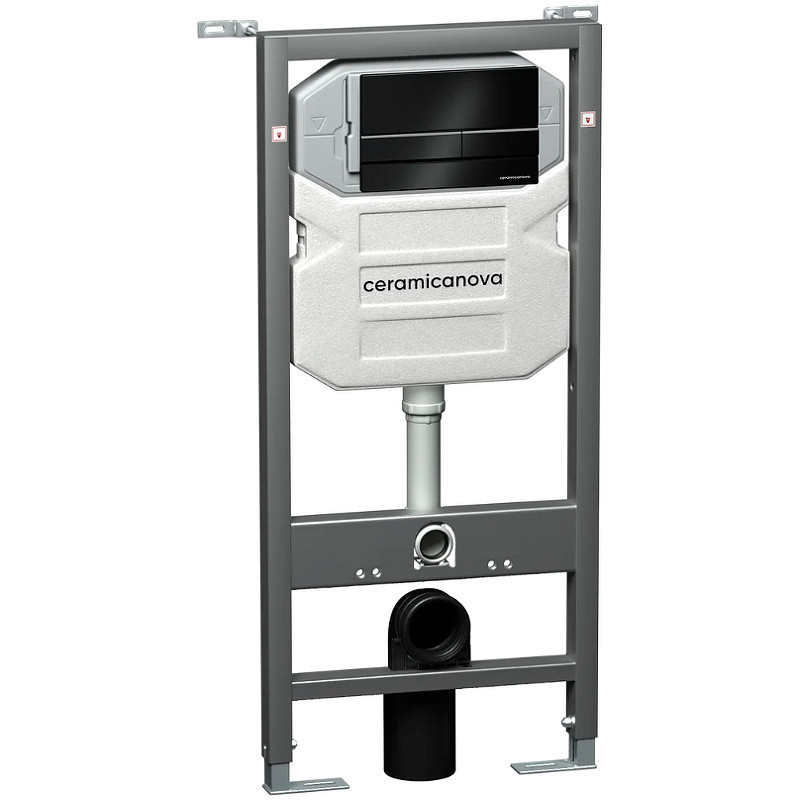 Комплект унитаза с инсталляцией Ceramicanova Play CN3001_1002B_1000 с сиденьем Микролифт и Черной матовой клавишей смыва