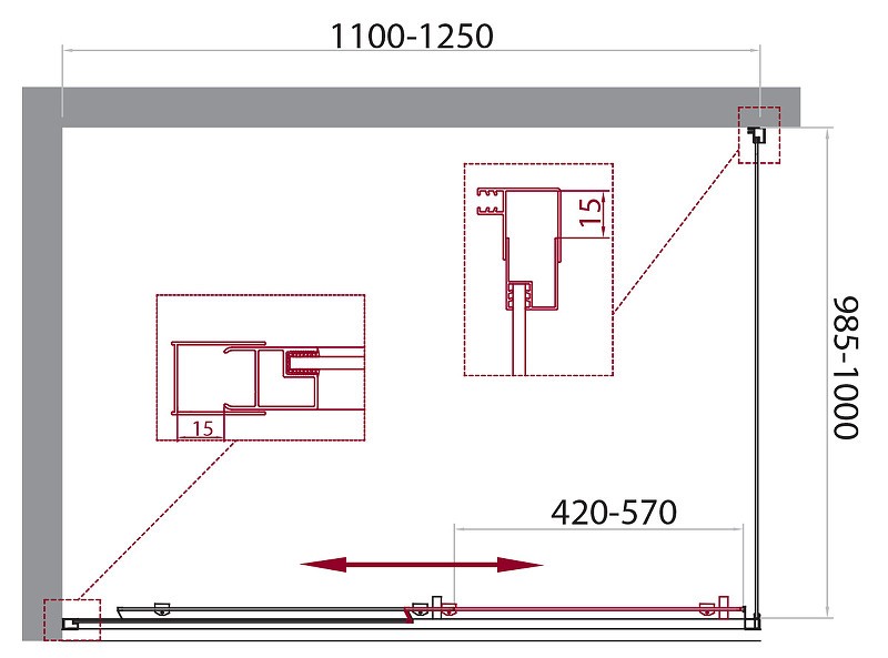 Душевой уголок BelBagno Unique 125х100 UNIQUE-AH-1-110/125-100-C-Cr