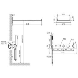 Душевая система Sancos Linn SC9023GG с термостатом Вороненая сталь