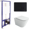 Комплект унитаза Ceramicanova Union CN4009T с инсталляцией Berges Novum D5 040235 с сиденьем Микролифт и Черной матовой клавишей смыва