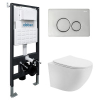 Комплект унитаза Abber Bequem AC1100T-AC0105-AC0121 с сиденьем Микролифт и клавишей смыва цвет Хром