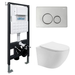 Комплект унитаза Abber Bequem AC1100T-AC0105-AC0121 с сиденьем Микролифт и клавишей смыва цвет Хром