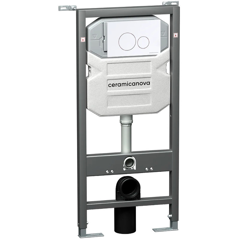 Комплект унитаза с инсталляцией Ceramicanova Metric CN3007_1001W_1000 с сиденьем Микролифт и Белой клавишей смыва