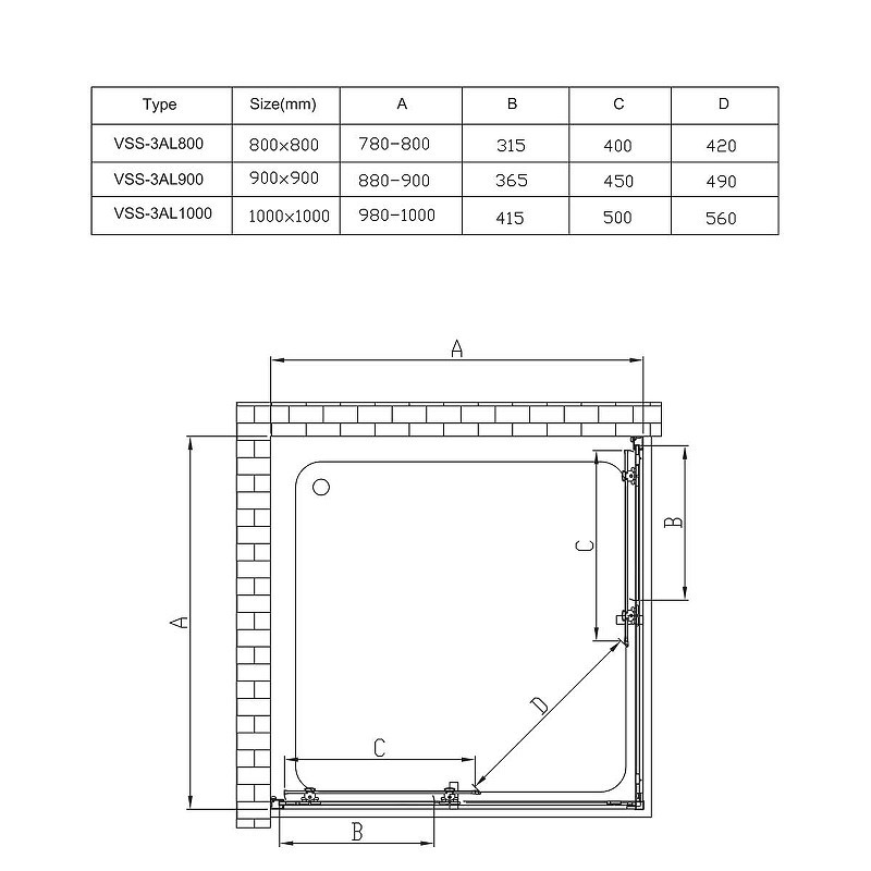 Душевой уголок Vincea Alpha 90x90 VSS-3AL900CL