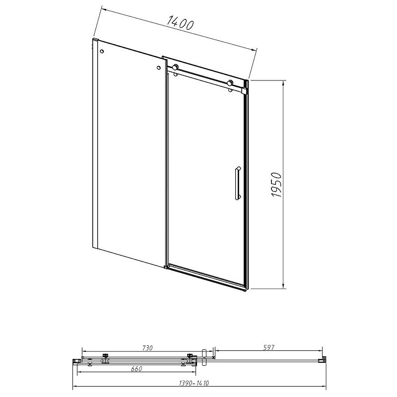 Душевая дверь Vincea Como-N 140 VDS-4CN140CLB
