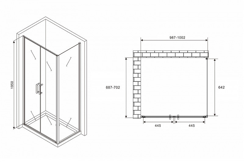 Душевой уголок Abber Sonnenstrand 100x70 AG04100BC-S70B профиль Черный стекло прозрачное