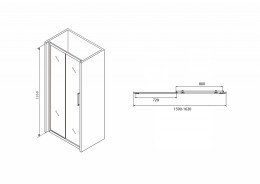 Душевая дверь Abber Schwarzer Diamant 160 AG30160BH профиль Черный стекло прозрачное