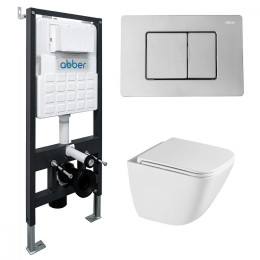 Комплект унитаза с инсталляцией Abber Rechteck AC1220TC-AC0105-AC0120 цвет Белый с сиденьем Микролифт
