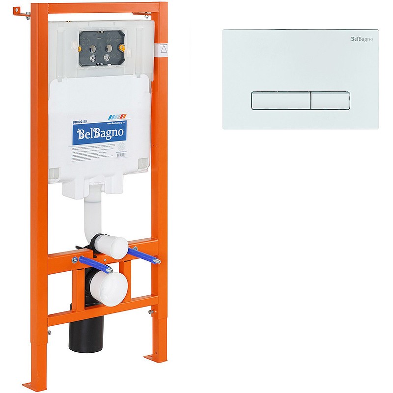 Комплект унитаза с инсталляцией BelBagno Due BB3103CHR/SC/BB002-80/BB018-GV-BIANCO