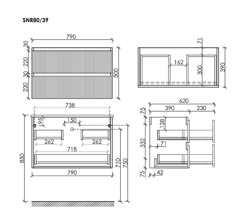 Тумба под раковину Sancos Snob R 80 SNR80/39W подвесная цвет Bianco