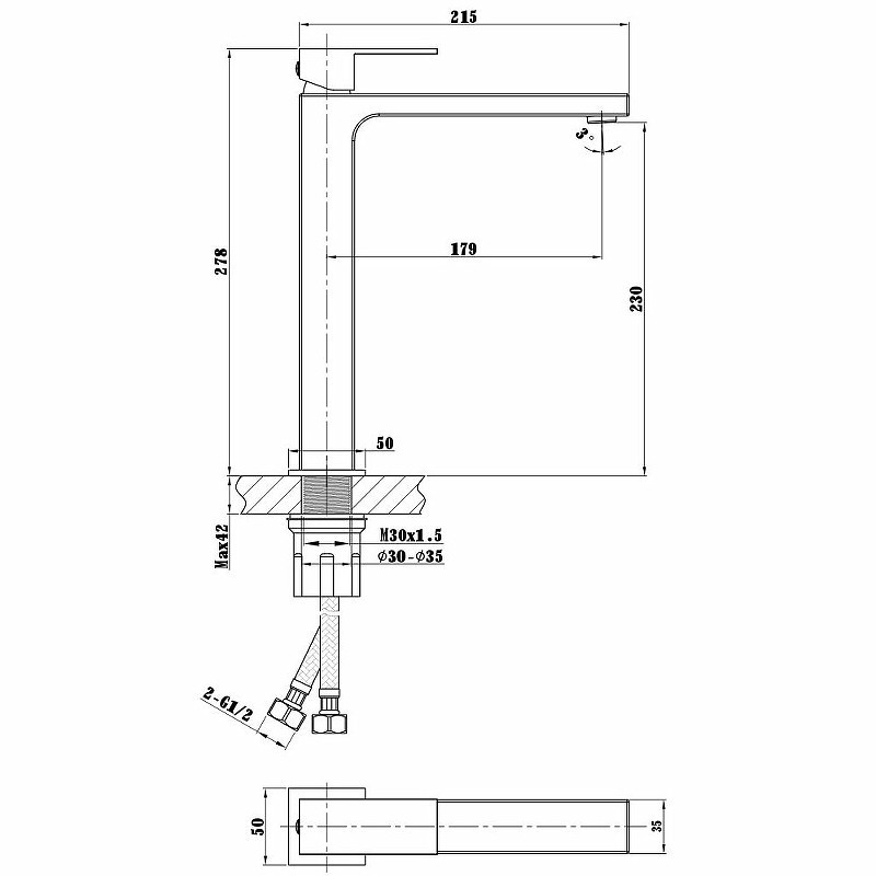 Смеситель для раковины Vincea Cube VBF-1C02CH