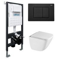 Комплект унитаза с инсталляцией Abber Rechteck AC1220TC-AC0105-AC0120MB цвет Белый с сиденьем Микролифт