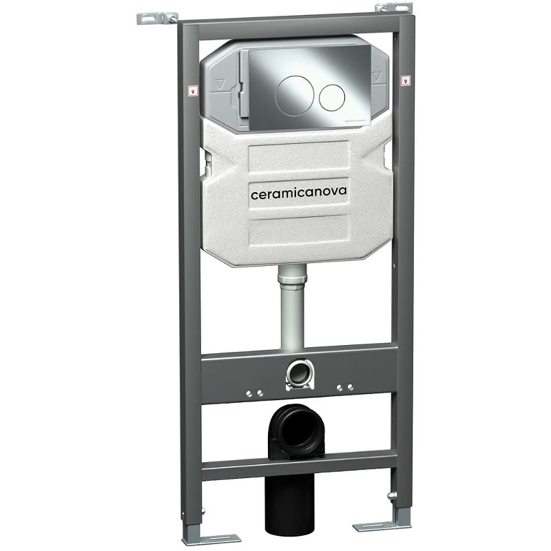 Комплект унитаза с инсталляцией Ceramicanova Metric CN3007_1001CH_1000 с сиденьем Микролифт и клавишей смыва Хром