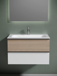 Тумба под раковину Sancos Delta 80 DL80W подвесная Дуб светлый Белая
