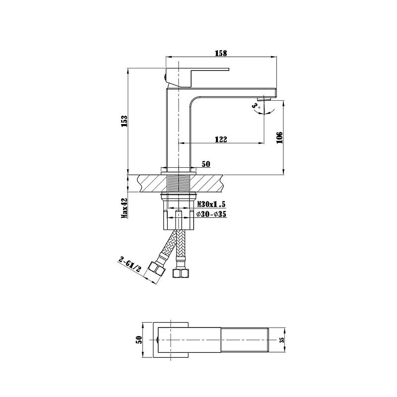 Смеситель для раковины Vincea Cube VBF-1C01BC