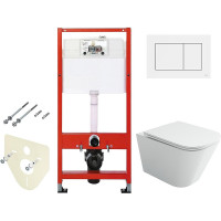 Комплект унитаза Ceramicanova Union CN4009T с инсталляцией Tece Base 9400413 с сиденьем Микролифт и Белой клавишей смыва