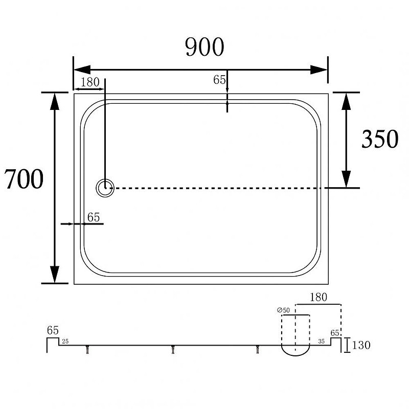 Акриловый поддон для душа Abber 90х70 AD3C097 цвет Белый