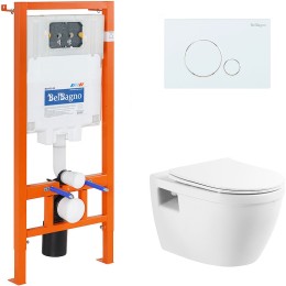 Комплект унитаза с инсталляцией BelBagno Loto BB070CHR/SC/BB002-80/BB014-SR-BIANCO