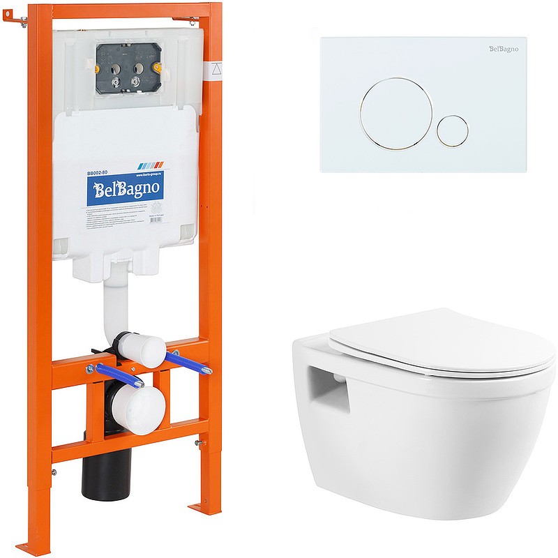 Комплект унитаза с инсталляцией BelBagno Loto BB070CHR/SC/BB002-80/BB014-SR-BIANCO