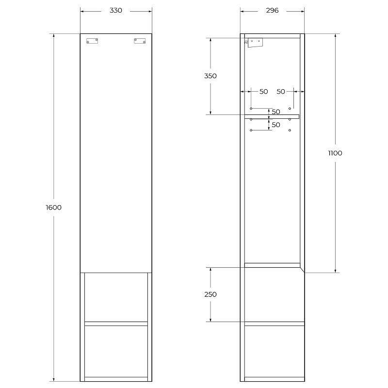 Шкаф пенал BelBagno Kraft 33 R KRAFT-1600-1A-SC-RT-R подвесной
