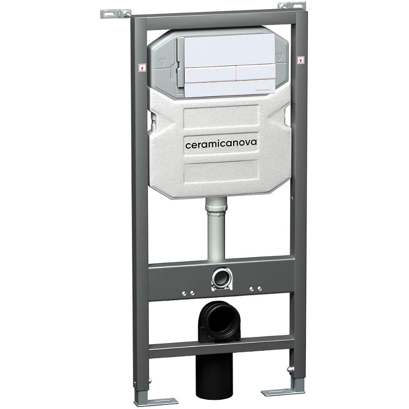 Комплект унитаза с инсталляцией Ceramicanova Metric CN3007_1002W_1000 с сиденьем Микролифт и Белой клавишей смыва