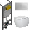 Комплект унитаза Ceramicanova Play CN3001 с сиденьем Микролифт и инсталляцией Jacob Delafon E29025-NF+E4316-CP с клавишей смыва Хром