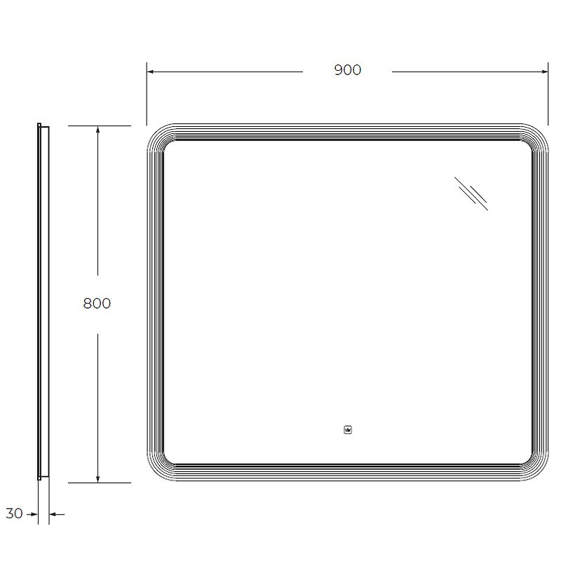 Зеркало Cezares Duet 90 CZR-SPC-DUET-900-800-LED-TCH с подсветкой