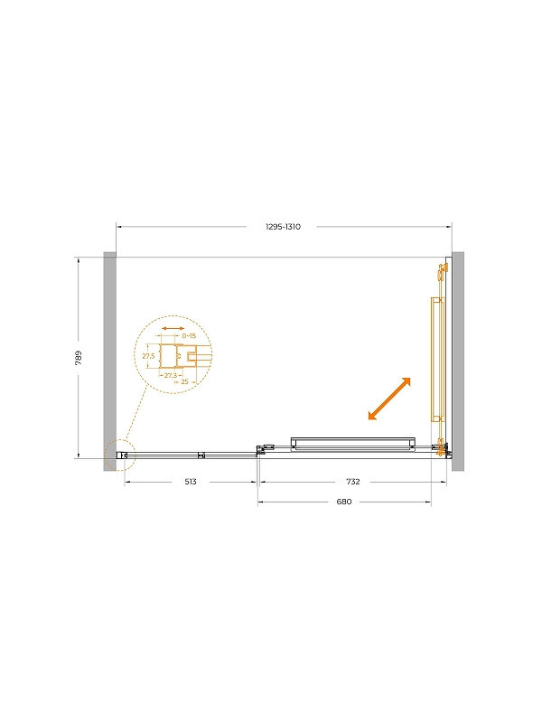 Душевая дверь Cezares Lux 130 LUX-B-FS-11-130-C-GM