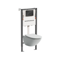 Комплект унитаза с инсталляцией Ceramicanova Mono CN1905_121001MB цвет Белый с сиденьем Микролифт и клавишей смыва цвет Черный матовый