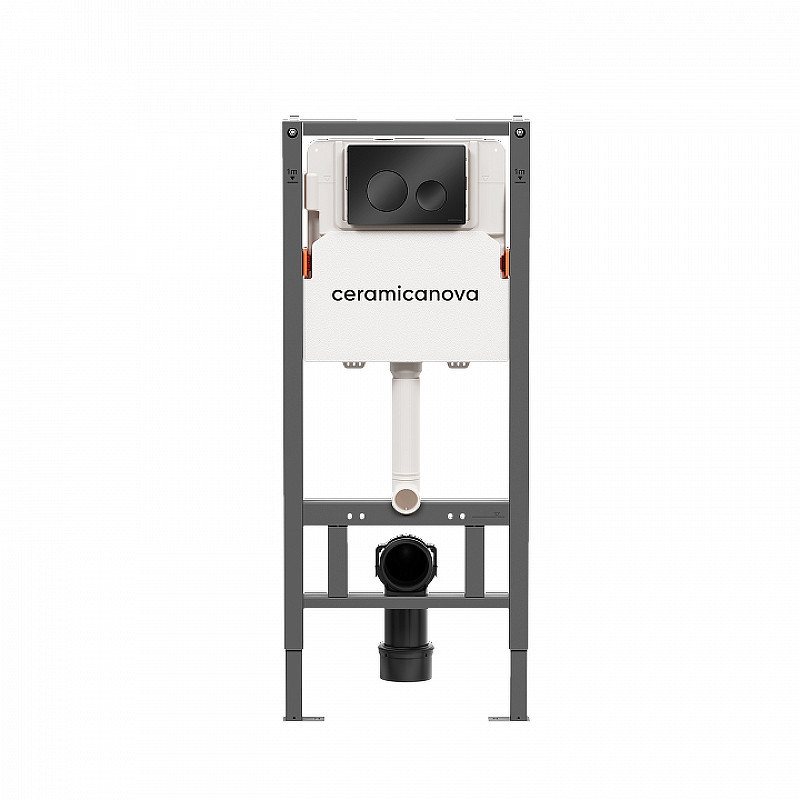 Комплект унитаза с инсталляцией Ceramicanova Mono CN1905_121001MB цвет Белый с сиденьем Микролифт и клавишей смыва цвет Черный матовый
