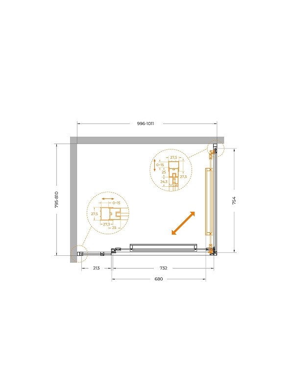 Душевой уголок Cezares Lux 100x80 LUX-AH-FS-11-100/80-C-GM