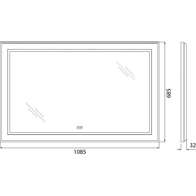 Зеркало BelBagno Kraft 108.5 SPC-KRAFT-1085-685-TCH-WARM с подсветкой с подогревом