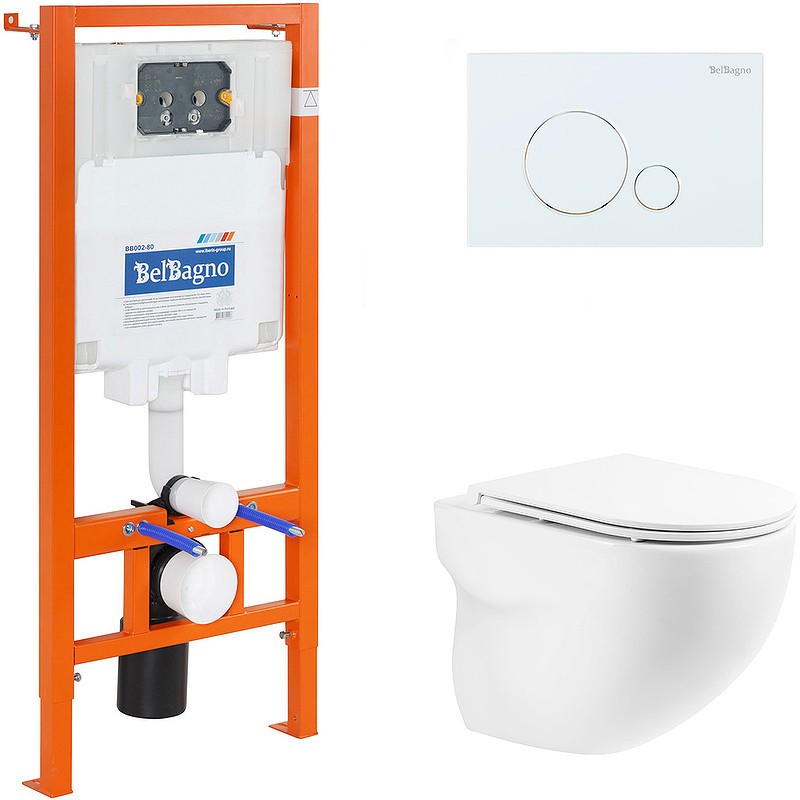 Комплект унитаза с инсталляцией BelBagno Onda BB066CHR/BB870SC/BB002-80/BB014-SR-BIANCO
