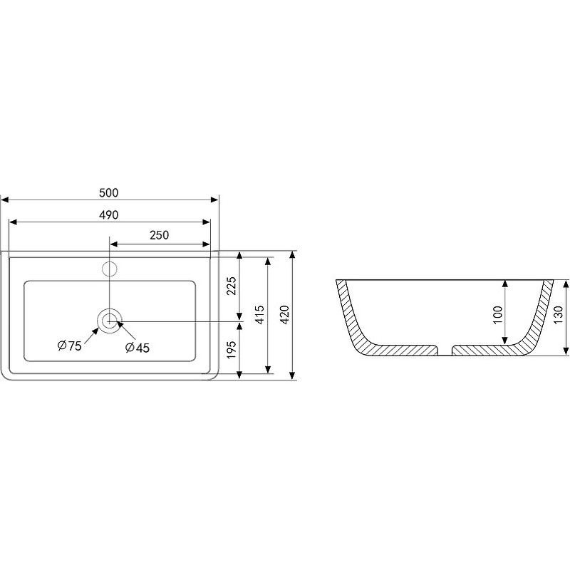 Раковина Abber Rechteck 50 AC2203