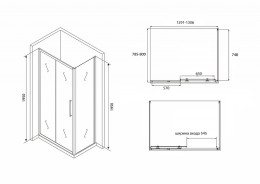 Душевой уголок Abber Schwarzer Diamant 130х80 AG30130BH-S80B профиль Черный стекло прозрачное