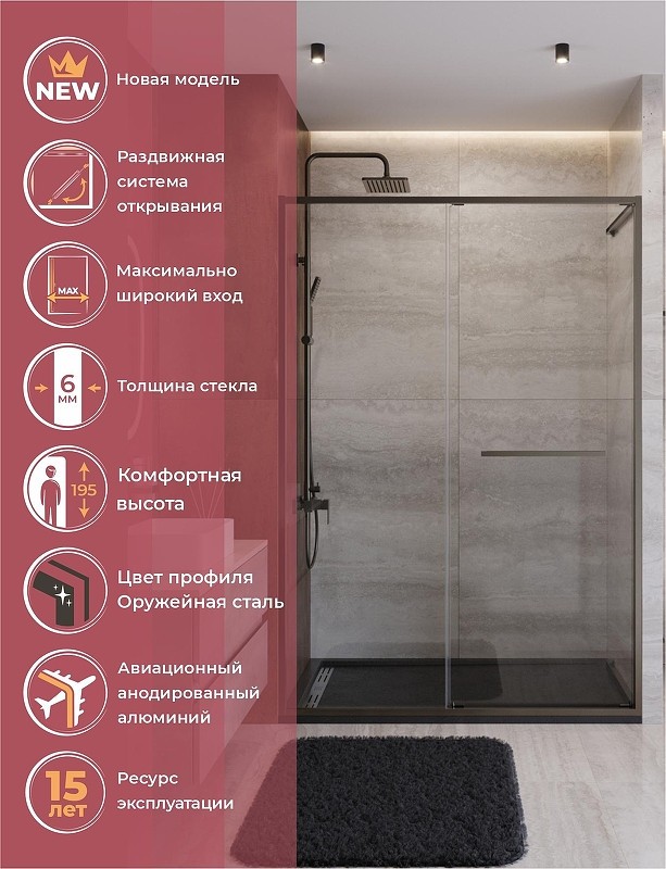 Душевая дверь Cezares Lux 140 LUX-B-FS-11-140-C-GM