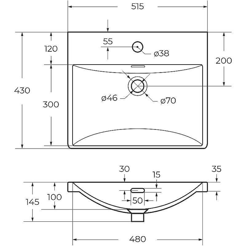 Раковина BelBagno 50 BB-8076-3-50