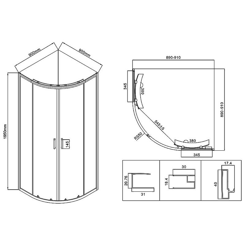 Душевой уголок Vincea City 90x90 VSQ-5CT900CLB