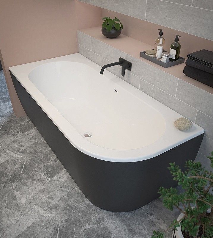 Акриловая ванна Cezares Slim 179x79 L SLIM CORNER-180-80-60-L-NERO-SET