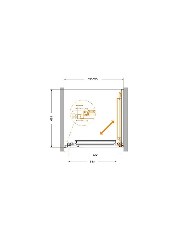 Душевая дверь Cezares Lux 70 LUX-B-FS-1-70-C-CR