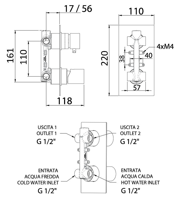 Смеситель для душа Remer Edge EG592CFP цвет Черный брашированный хром